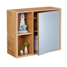 Spiegelkast badkamer badkamermeubel met spiegel 2 open vakken bamboe materiaal Badkamer Spiegel price