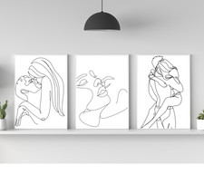 Set of 3 Line Art Prints Wall Art Lounge Decor Living Bed Room l A5 A4 A3 Huishouden Kamer & Lounge Set price