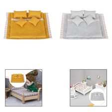 6 Pieces Dollhouse Bedding Set Miniature Bed Accessories Pillow Quilt Realistic Slaapkamertextiel & Dowry Set price