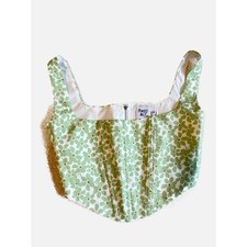 Princess Polly Green Corset Bustier Top Floral Cropped Size US 2 Bustier price