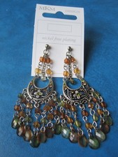 Leuke zilverkleurige oorhangers met kleurige ornamenten (NIEUW) Zilver Oorbellen price