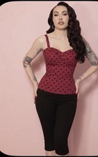 Dead Dames by Micheline Pitt Polka Dot Corset Top Pin-up Bombshell 4X Red Black Dames Corset price