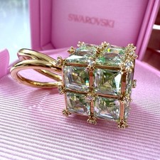 Swarovski Ring Large Curiosa Square Green Gold plated Size 52 UK L New Swarovski Ring price