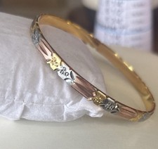 Vintage Bangle Bracelet | Tri-Color Diamond Cut 80’s Beautiful Design Size 8 Diamant Armband price