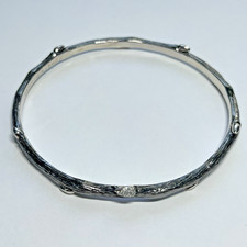 Stephen Dweck Diamonds Sterling Silver Fortuna Twig Simple Bangle Bracelet Diamant Armband price