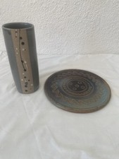 Petit vase rouleau et Dessous de plat en grès poterie HURTHAULT Parfait état Vase price
