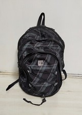 Solid Laptop Backpack with three zipper pockets Color Black w Grey/White Stripes Heren Backpack price
