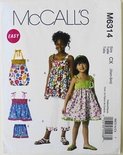 McCalls 6314 Girls Easy Tops Dresses Shorts Capri Pants Sewing Pattern Sz 3-6 Meisjes capribroek price