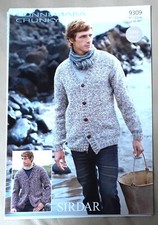 New Original Sirdar Connemara Mens Cardigans Knitting Pattern 9309 Heren Cardigans price