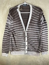 kenji Casual Formal Knit Cardigans Size L Mens Grey Striped Long Sleeve Heren Cardigans price