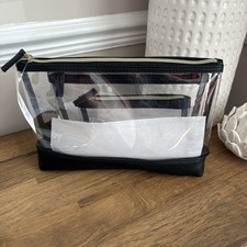 M&S 3-Piece Clear Travel Makeup Bag Set – Black with gold zip (RRP £16)  New Make-uptas price