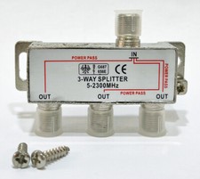 3-Way Coaxial Cable Splitter CATV SAT HDTV Broadband Modem, Power Pass 5-2300MHz LNBs price