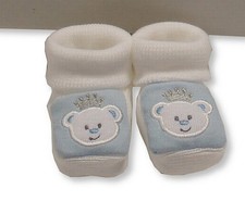 Prince Baby Booties White/Blue 0/3 Months Baby Booties price