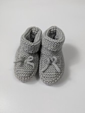 Newborn Crib Shoes 0-3M Gray Chunky Knit T-Shirt Lined Baby Booties Slippers Baby Booties price
