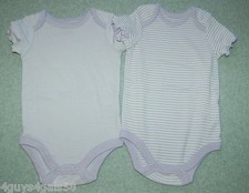 Toddler Girls Bodysuit TWO LOT Snap Crotch PURPLE STRIPE Thin Thick 6-9 Mo Meisjes body price