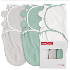 Baby Swaddle Wraps 3 Pack 0-3 Months Organic Cotton Greyish Green Blankets Baby Swaddle price
