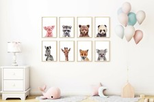 Safari Jungle Woodland Animals Nursery Prints Set Baby Kids Room Wall Art Decor Baby- & kinderkamerset price