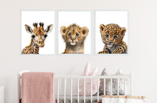 Baby Kids Room Pictures Wall Art Decor Safari Jungle Animals Nursery Prints Set Baby- & kinderkamerset price