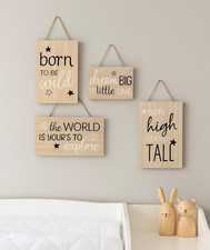 Wooden Hanging Nursery Signs Baby Plaque Decor 4pc Set Wall Art Kids Room Baby- & kinderkamerset price