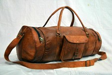 Runde Echtleder Vintage Reisetasche Reise Fitness Wochenende Übernachtung Tas... Unisex Sport Tas price