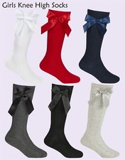 Girls Knee High Socks Cable Knit Cotton Rich Bow School Sock 2 Pairs Meisjessokken price