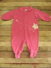 Vintage Terry Cloth Girls Footed Pajamas PJ Pink Bunny 6-9 Mo. One Piece 90s Y2K Meisjes pyjama's price