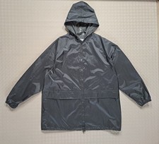 John Lewis Mens Anorak Raincoat Size XXL Black Hooded Nylon Pockets Drawstring Heren Raincoat price