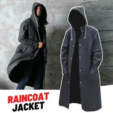 Waterproof Raincoat Jacket Black Mens Womens Long Hooded Rainwear EVA Rain Coat` Heren Raincoat price