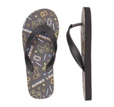 WONDER NATION Boys Size 13-1 Gamer Flip Flops Slippers Sandals • Black Jongens slippers & Sandalen price