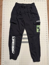 H&M Minecraft Boys Cargo Jogger Pants Black Creeper Graphic Pockets Drawstring Jongens broek price