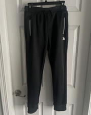 Hurley Boys Black Jogger Pants Drawstring Zip Pockets L 30" Inseam Jongens broek price