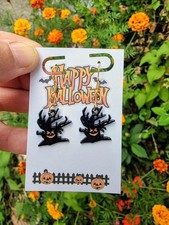 Haunted Tree Halloween Dangle Earrings | Spooky Black Tree Jewelry | Fall Gift Costume Oorbellen price