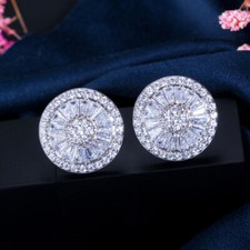 Sparkling Cubic Zirconia Round Stud Earrings Silver Plated Women Costume Jewelry Costume Oorbellen price