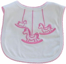 Baby Feeding Bib Pink Rocking Horse Embroidered Cotton Newborn Baby Shower Gift Feeding Bib price
