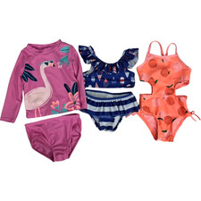 Baby Girl Swimsuit Lot 12 18 Mos Cat & Jack Carter's Flamingo Popsicle Bikini Baby Swimsuit price