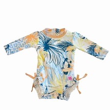 Rufflebutts Swimsuit Baby Girls Size 3-6 Months Long Sleeve One Piece Tropical Baby Swimsuit price