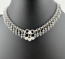 Sterling Silver Bell Anklet Gray Transparent Beads Tribal Boho 12.25” SL. Anklet price