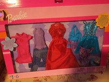 2002 Barbie 6 Pack Evening Gown PJs Dress Beach Wear Shirt/Jeans Shoes New Evening Schoenen price