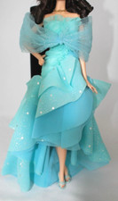 Turquoise Aqua Blue Evening Gown Model Muse Barbie Dress Shoes Wrap Collectible Evening Schoenen price