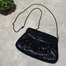Vtg Mesh Chainmail Evening Bag Clutch Black Crossbody Formal Wedding Night Out Evening Tas price