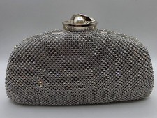 Silver Crystal Evening Clutch Bag Sparkling Rhinestone Bridal Purse Pearl Clasp Evening Tas price