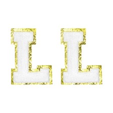 Chenille Letter Patches 2.2" Letter l Embroidered Patch (White, Pack of 2) Chenille price