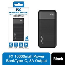 FX Powerbank with Type-C 3A Output, 10,000 mAh or 20,000 mAh - Black Draagbare oplader - powerbank price