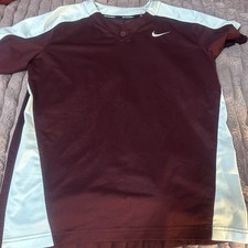 NIKE Shirt Mens Xl Maroon Jersey Button Up short sleeve Baseball Blank Heren T-shirt price