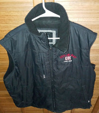 J America Sportswear Mens Large Vest Jacket Black Lake Erie Ohio Embroidered Outdoor Jas price