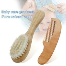 2X Natural wool wooden comb baby hair brush comb set bath shower shampoo AU Baby haarborstel-kam price