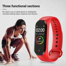 Track Smart Fitness Blood Pressure Bracelet Heart Rate M4 Pedometer Band Watch Slimme Armband price
