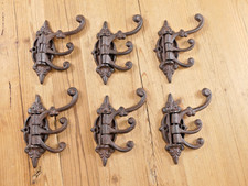 6 Cast Iron Antique Style Swivel Coat Hooks Hat Hook Rack Hall Tree Restoration Hall Tree price