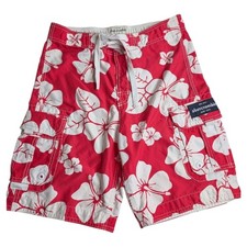 Abercrombie Kids XL Red Hibiscus Floral Cargo Board Shorts Swim Trunks Jongens strandkleding price
