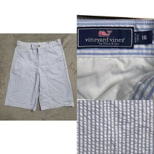 Vineyard Vines Kids Seersucker Stripe Shorts Size 16 Blue White Casual Summer Jongens strandkleding price